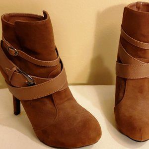 Cognac/Burnt Orange Ankle Boots Heeled/Pumps size7